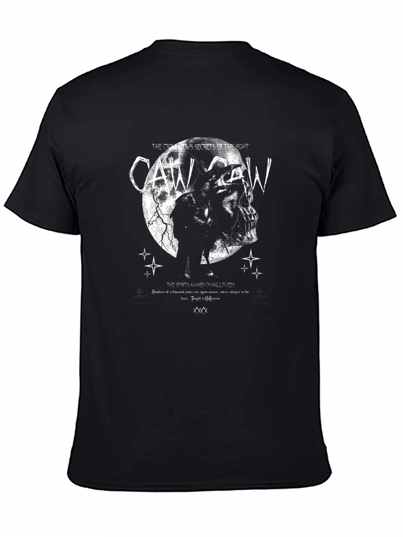 Crow Caw Halloween Black T-Shirt