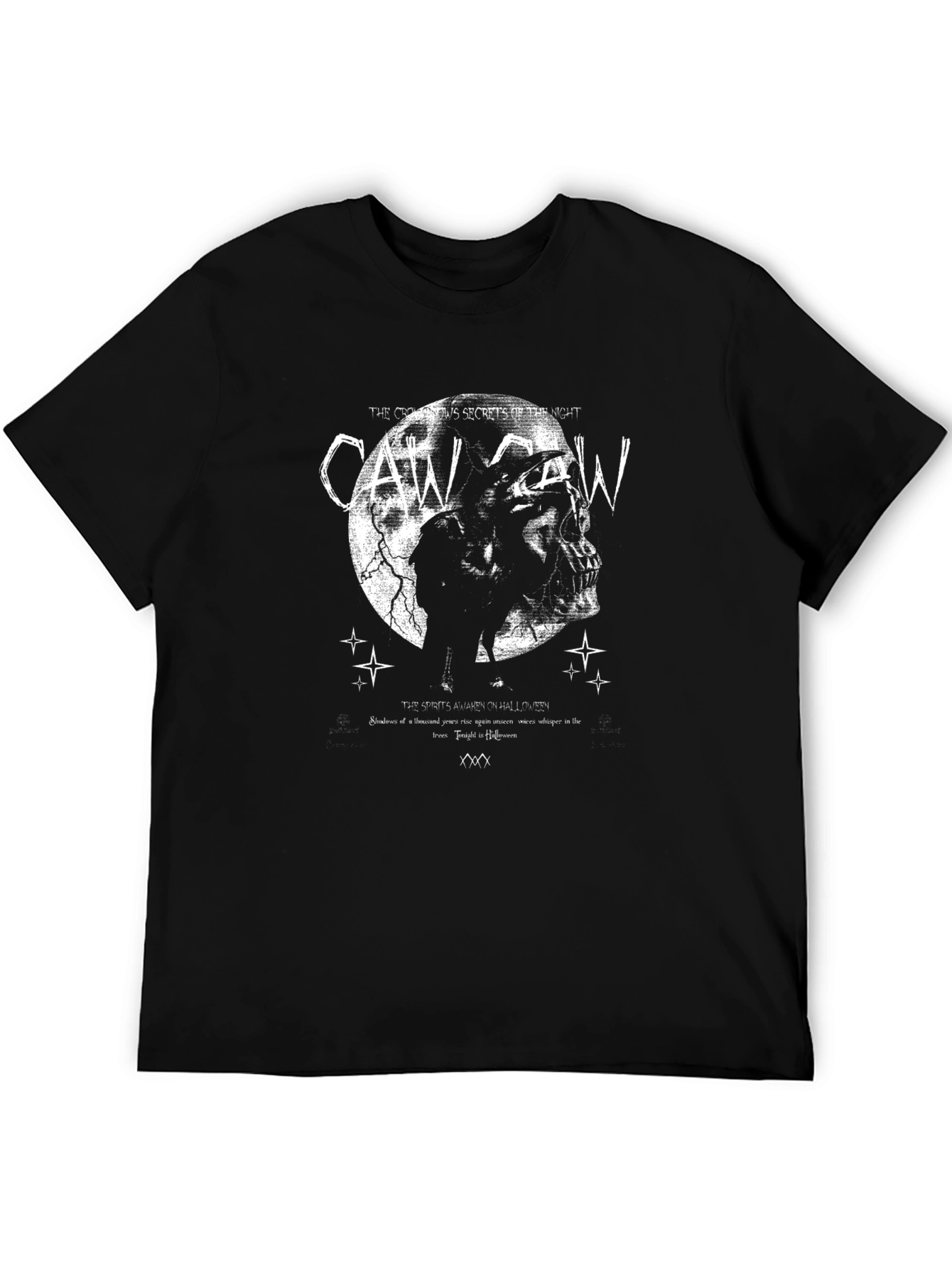 Crow Caw Halloween Black T-Shirt