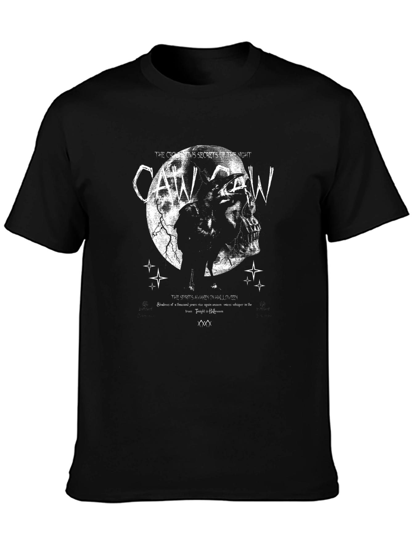 Crow Caw Halloween Black T-Shirt
