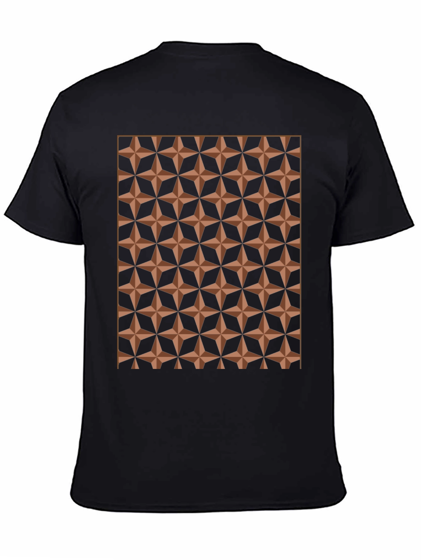 Geometric Star Pattern Black T-Shirt