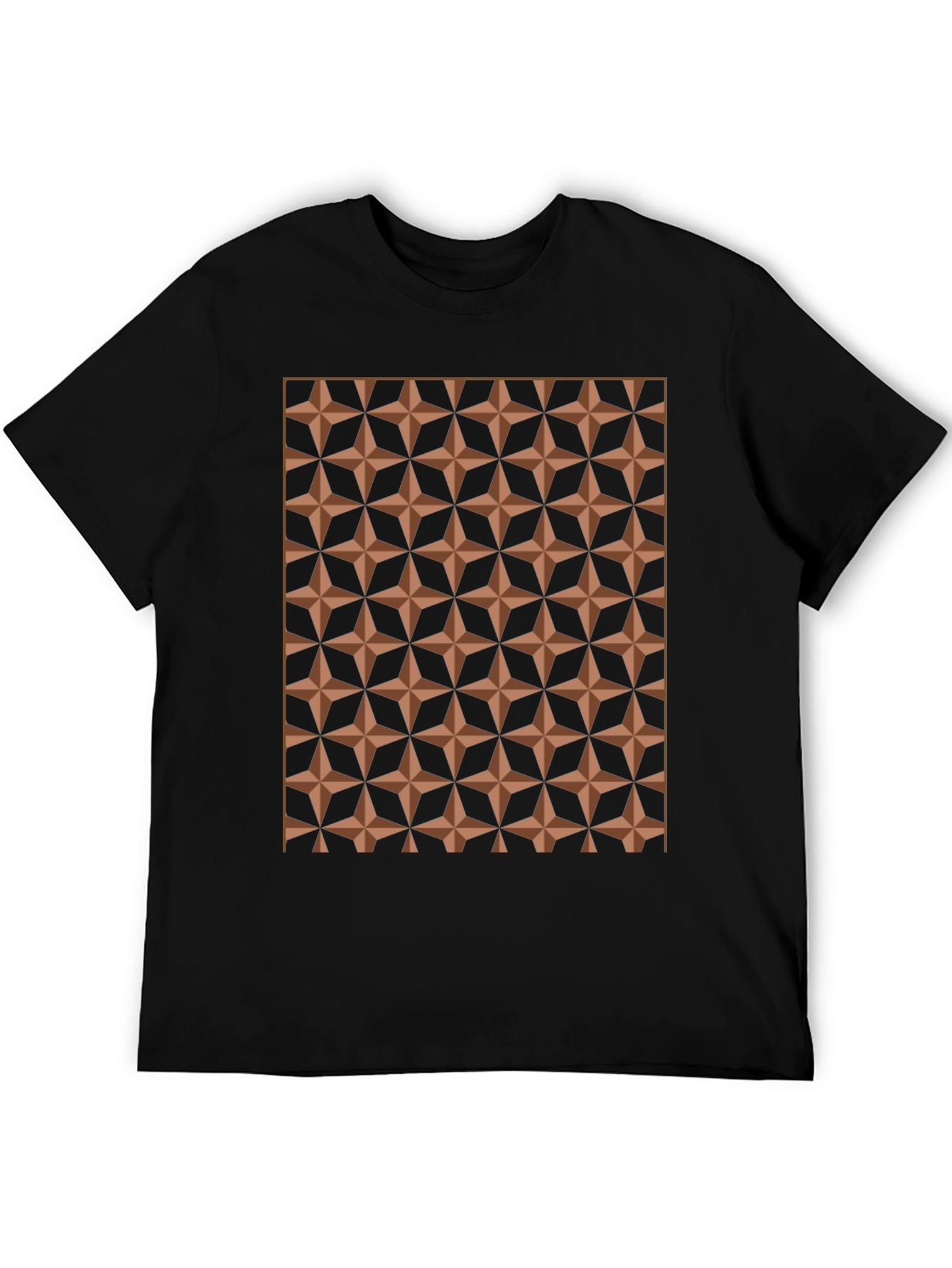 Geometric Star Pattern Black T-Shirt