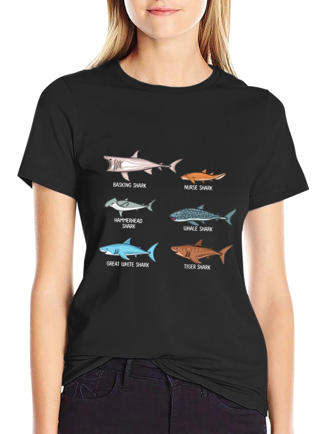 Shark Species Graphic Print T-Shirt