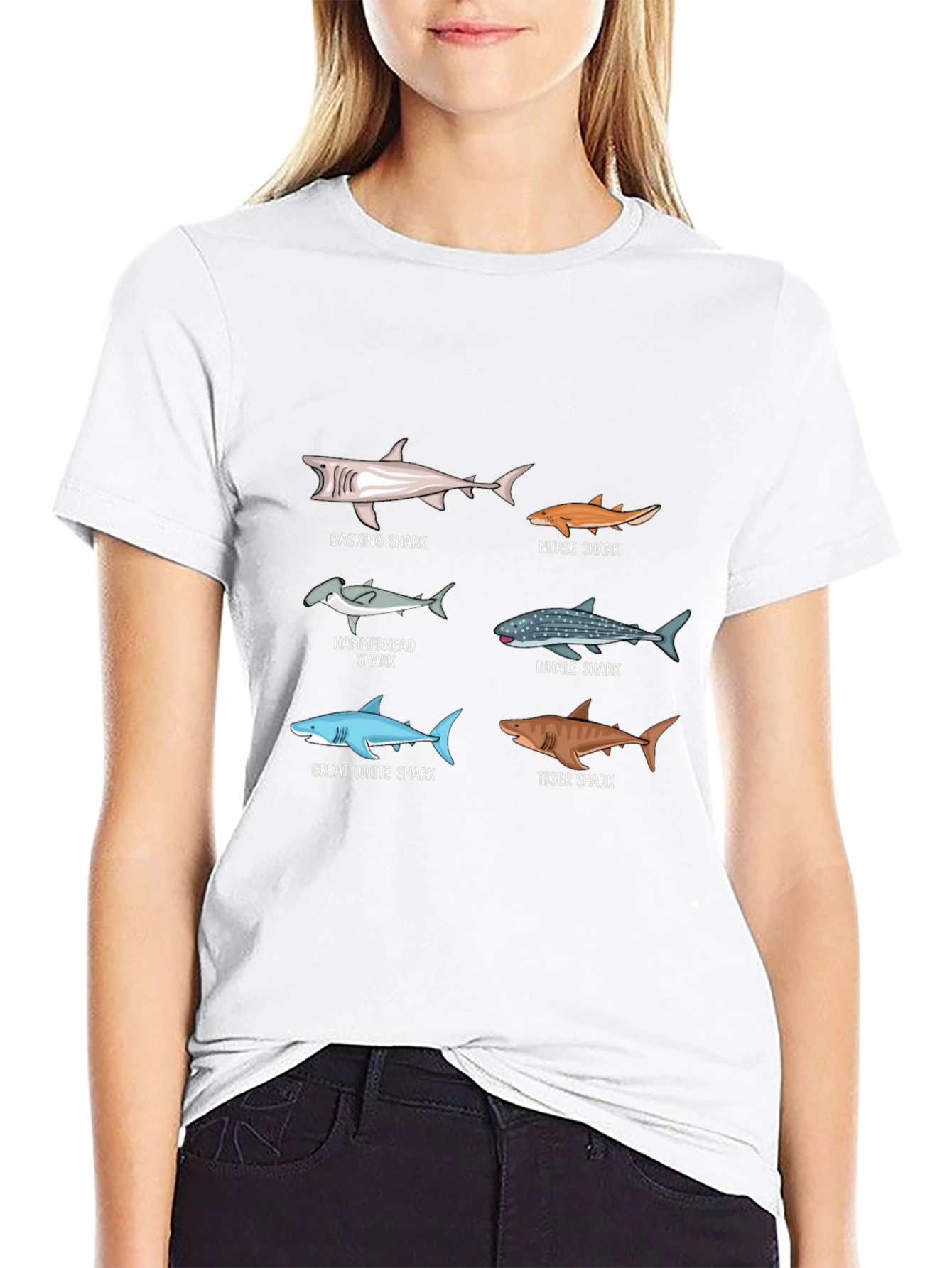 Shark Species Graphic Print T-Shirt