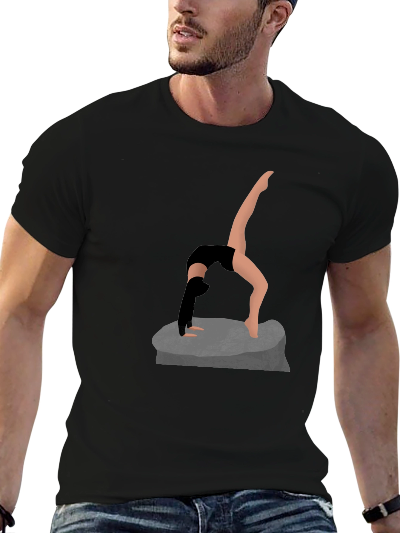 Yoga Pose Graphic Tee - Black Cotton Shirt