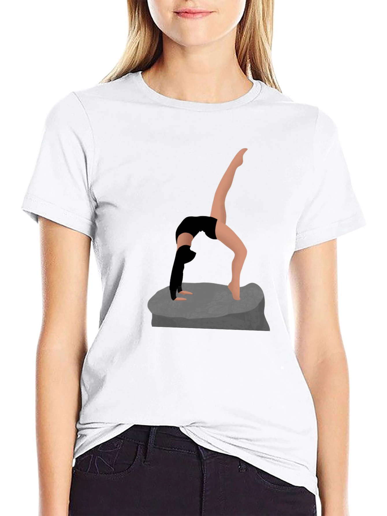 Yoga Pose Graphic Tee - Black Cotton Shirt