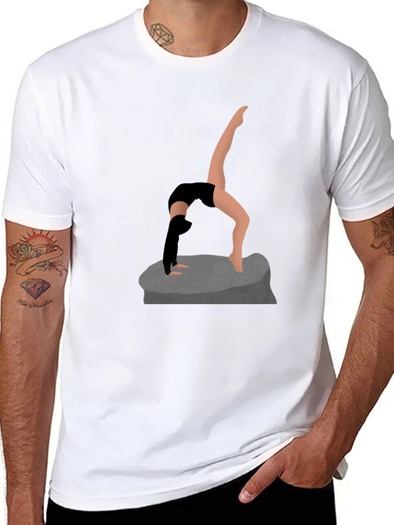 Yoga Pose Graphic Tee - Black Cotton Shirt