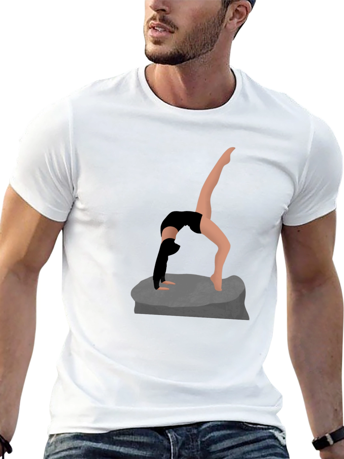 Yoga Pose Graphic Tee - Black Cotton Shirt