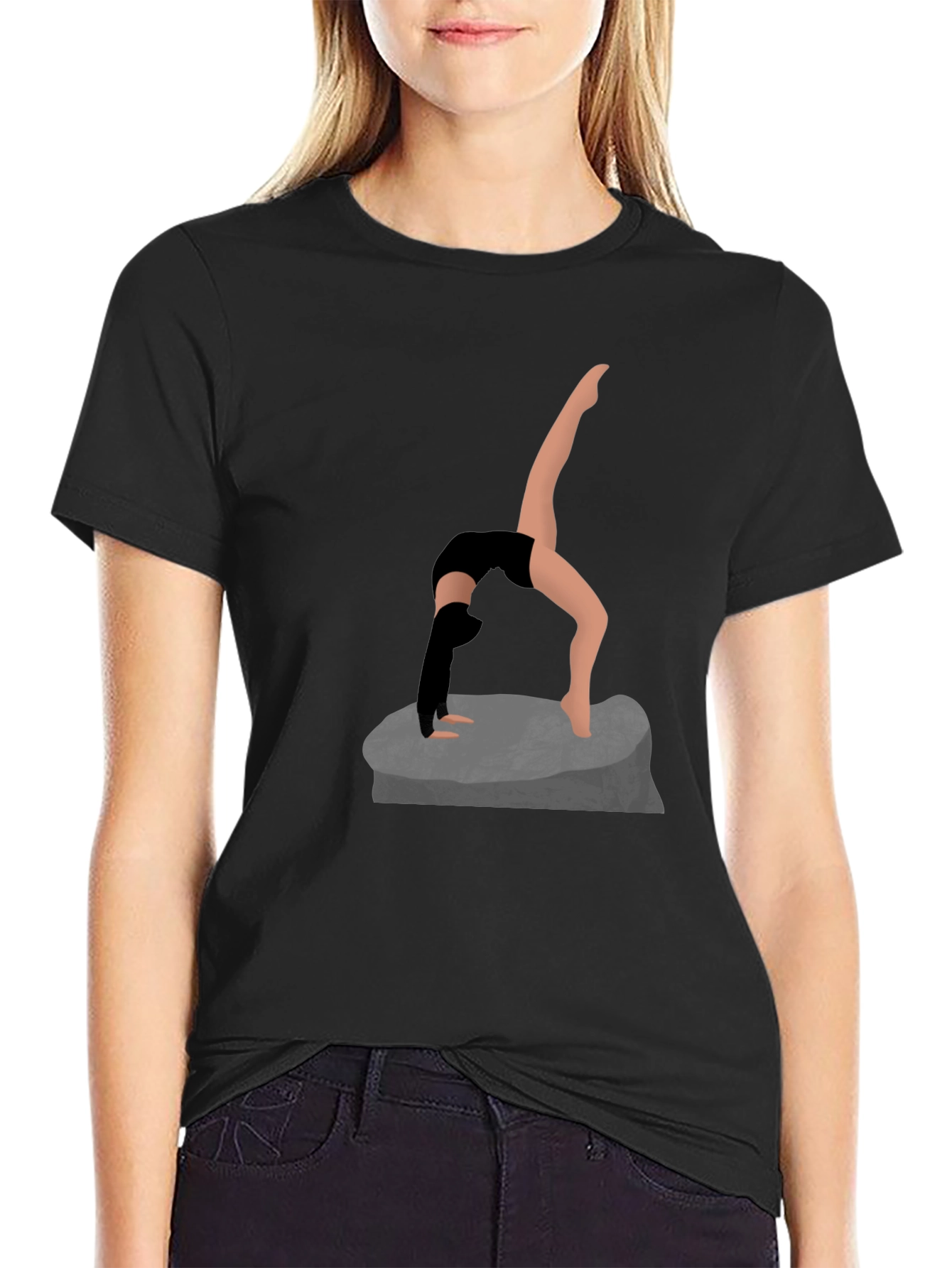 Yoga Pose Graphic Tee - Black Cotton Shirt