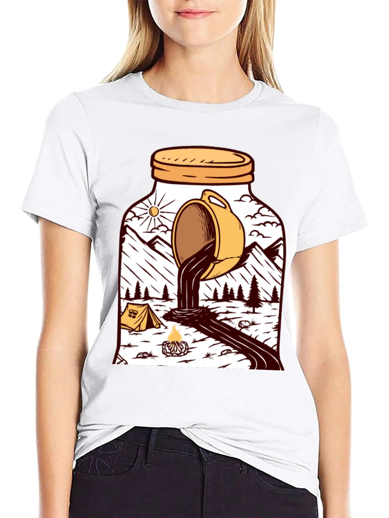 Coffee Camping Graphic T-Shirt