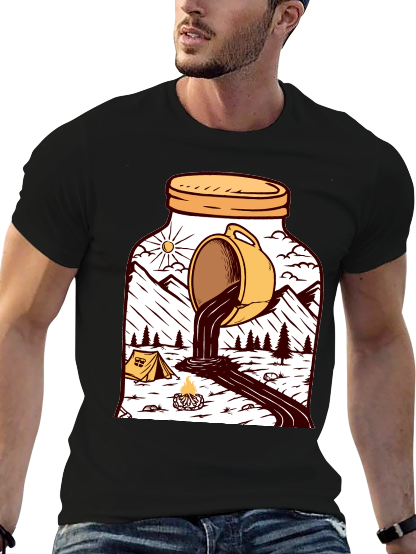 Coffee Camping Graphic T-Shirt