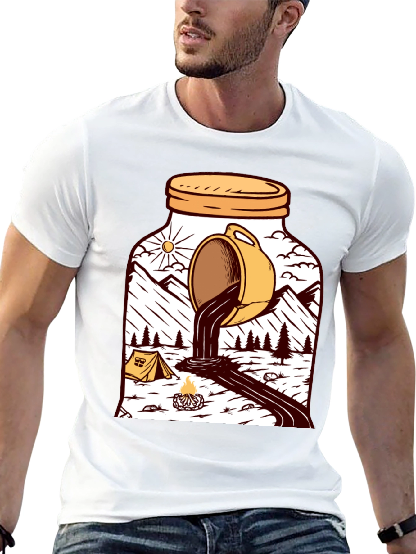 Coffee Camping Graphic T-Shirt