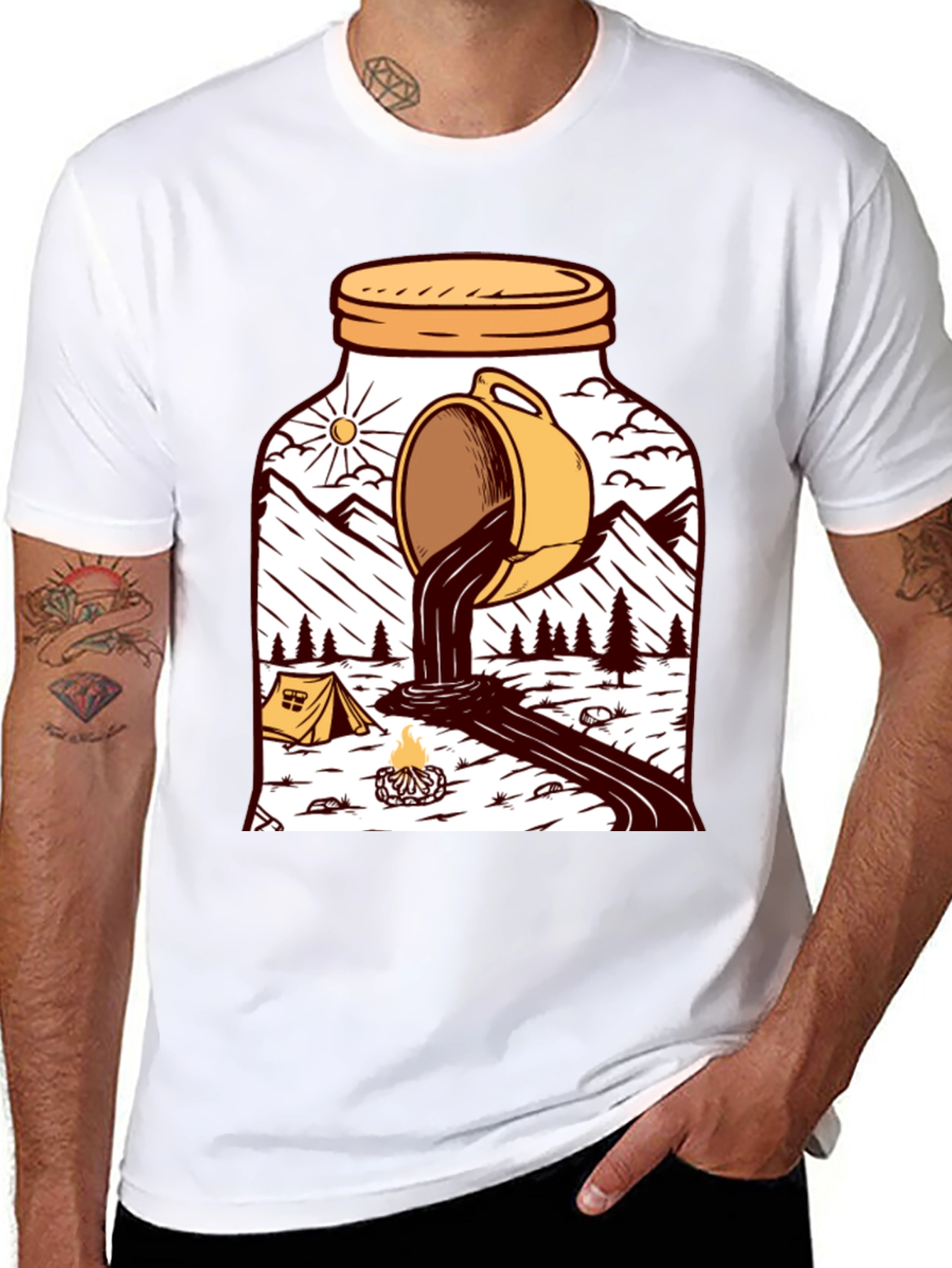 Coffee Camping Graphic T-Shirt