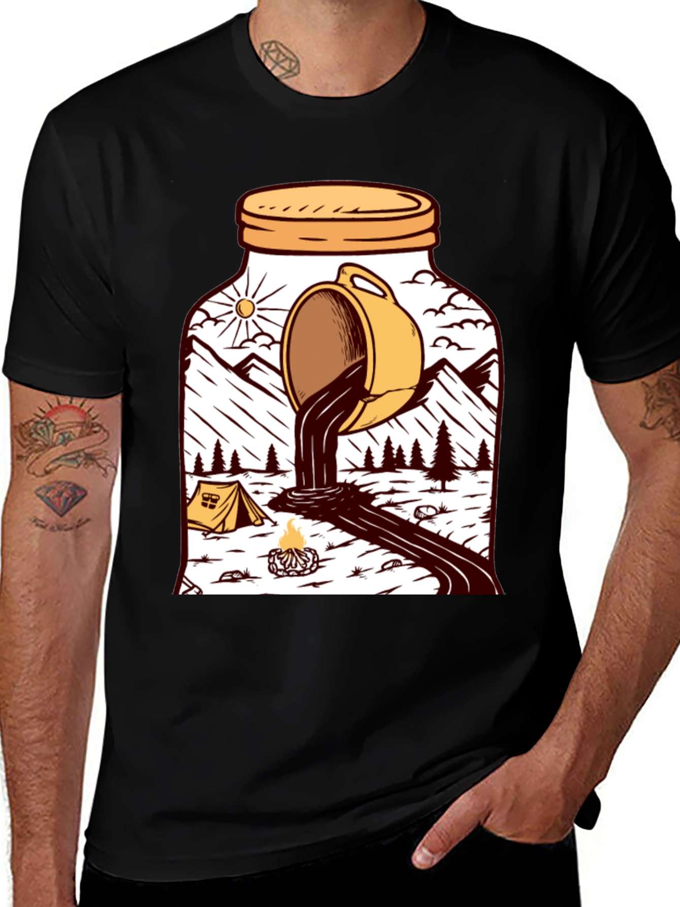 Coffee Camping Graphic T-Shirt