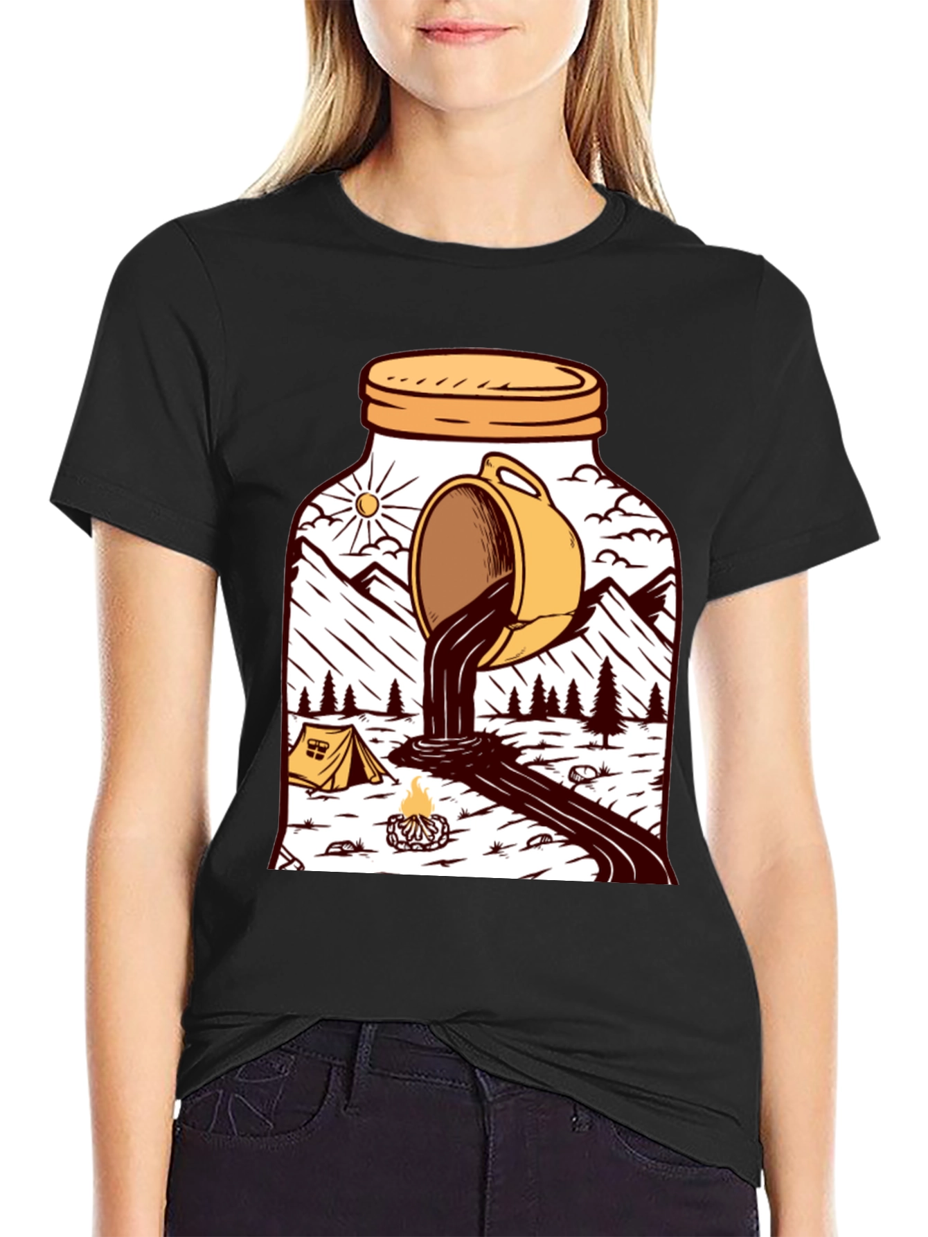 Coffee Camping Graphic T-Shirt
