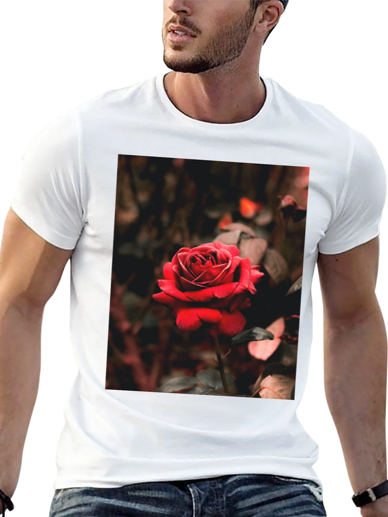 Rose Graphic Tee - Black Cotton T-Shirt