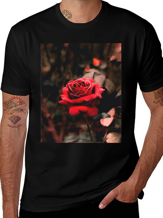 Rose Graphic Tee - Black Cotton T-Shirt