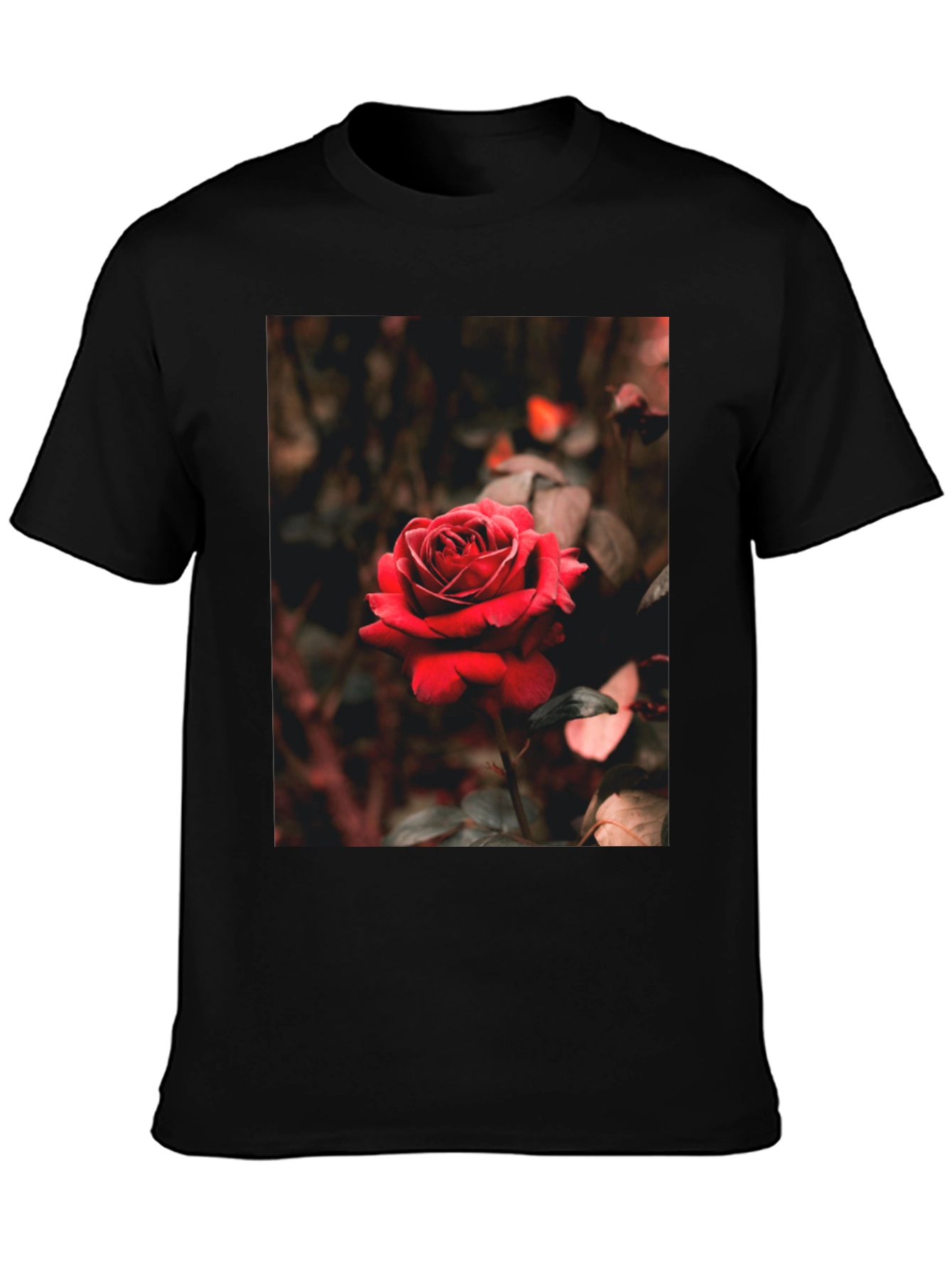 Rose Graphic Tee - Black Cotton T-Shirt