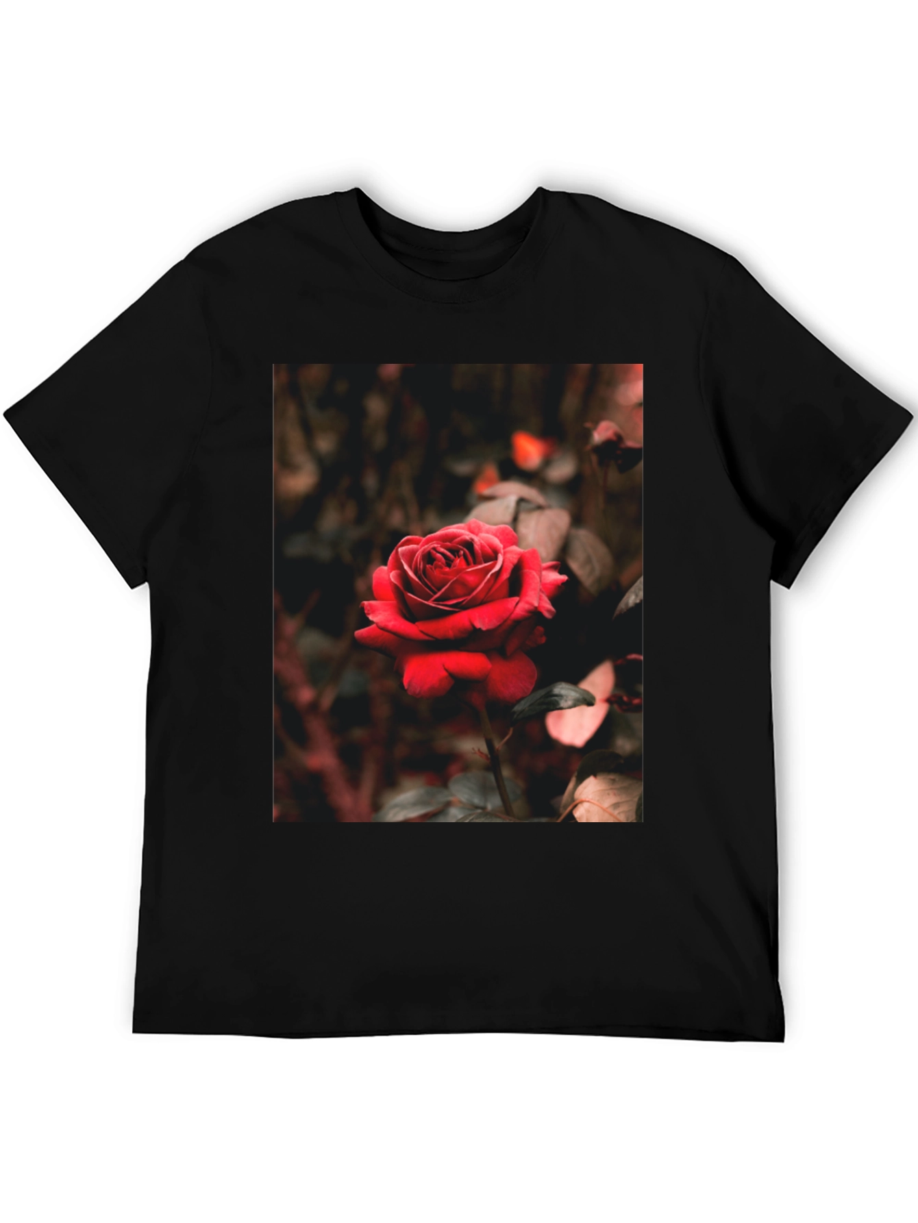 Rose Graphic Tee - Black Cotton T-Shirt