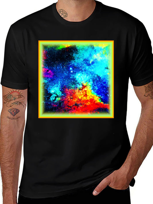 Vibrant Nebula Graphic T-Shirt - Black