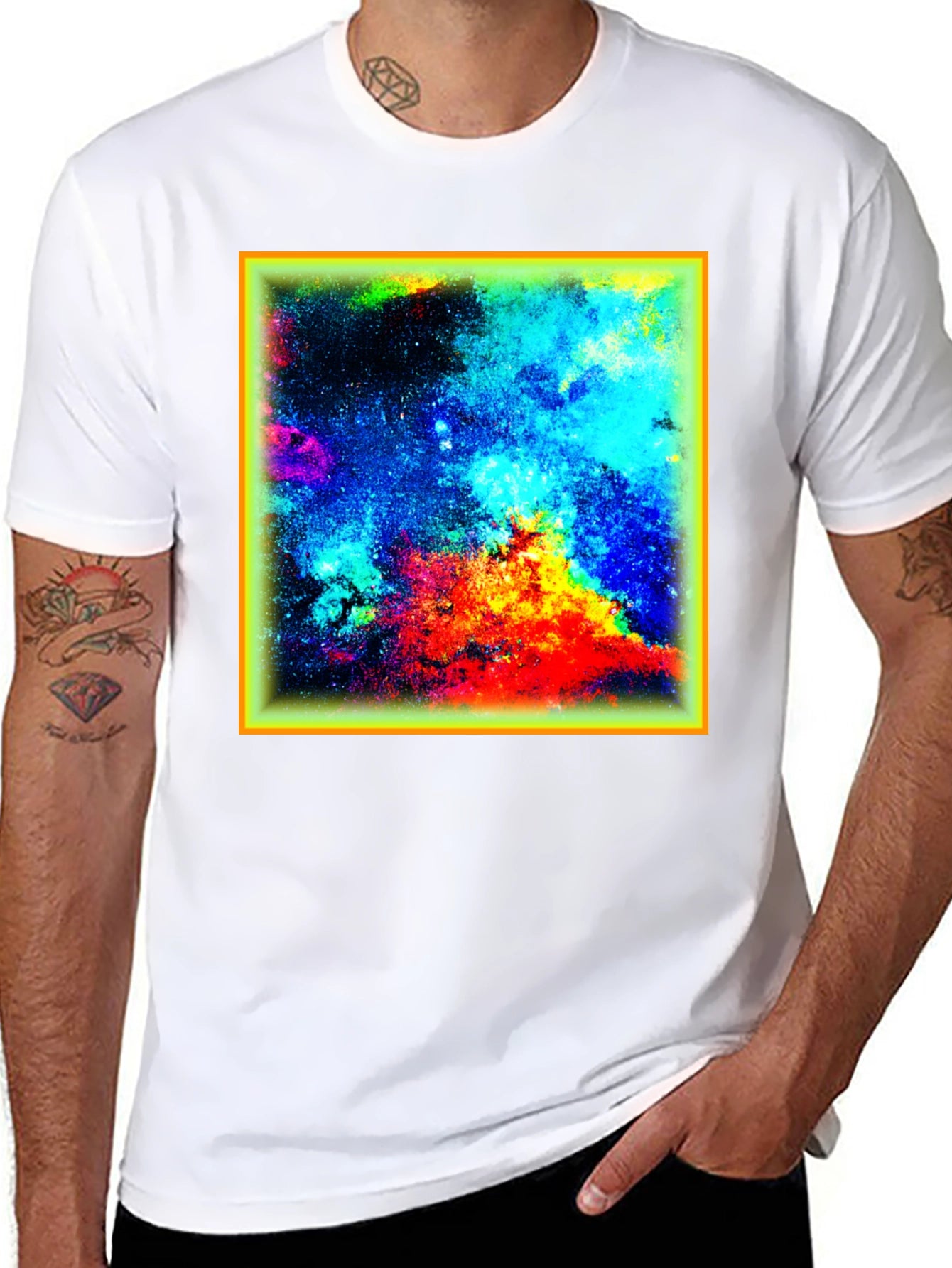 Vibrant Nebula Graphic T-Shirt - Black
