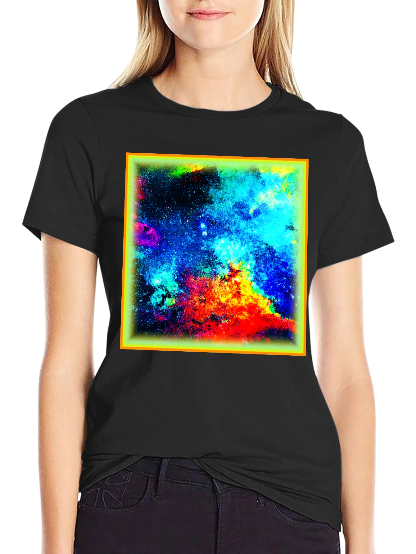 Vibrant Nebula Graphic T-Shirt - Black