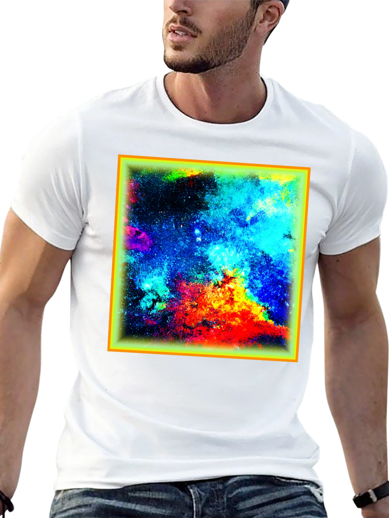 Vibrant Nebula Graphic T-Shirt - Black
