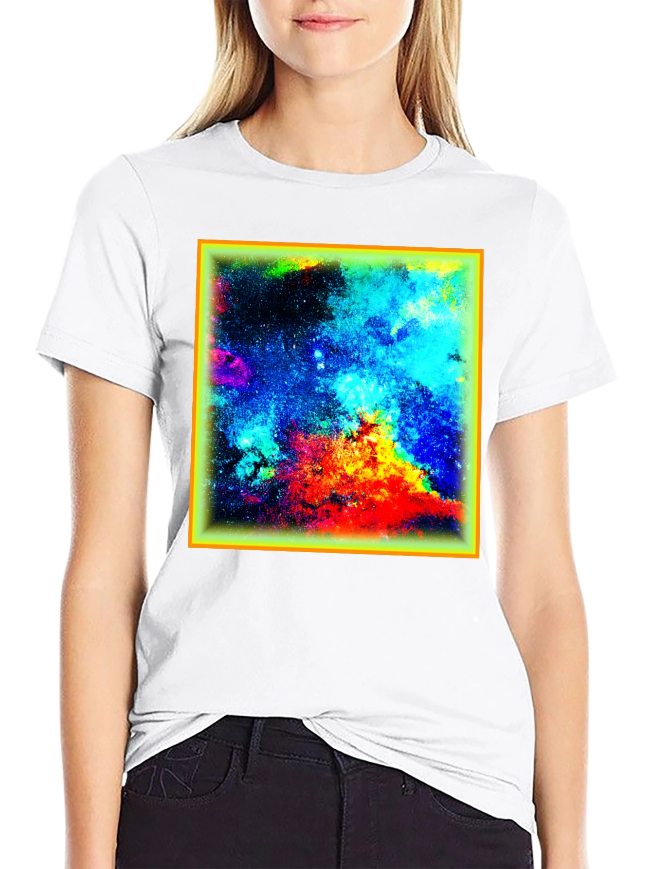 Vibrant Nebula Graphic T-Shirt - Black