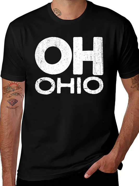 OH Ohio Graphic Tee - Black Cotton T-Shirt