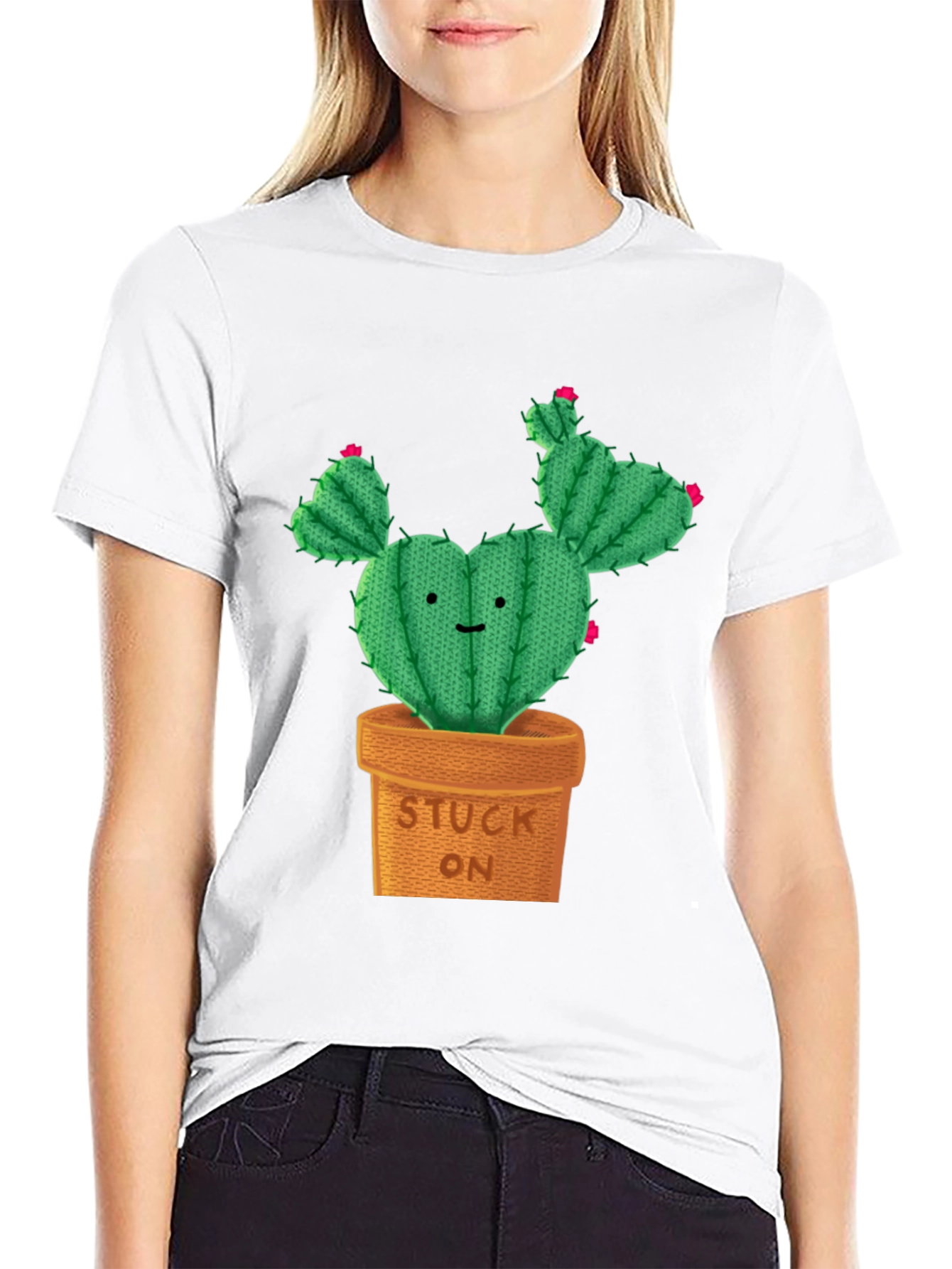 Cute Cactus Stuck On Graphic Tee