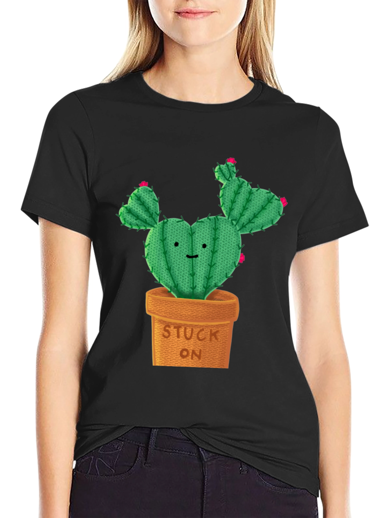 Cute Cactus Stuck On Graphic Tee