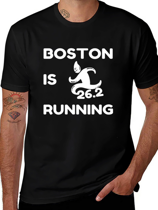 Boston is Running T-Shirt 26.2 Marathon Tee