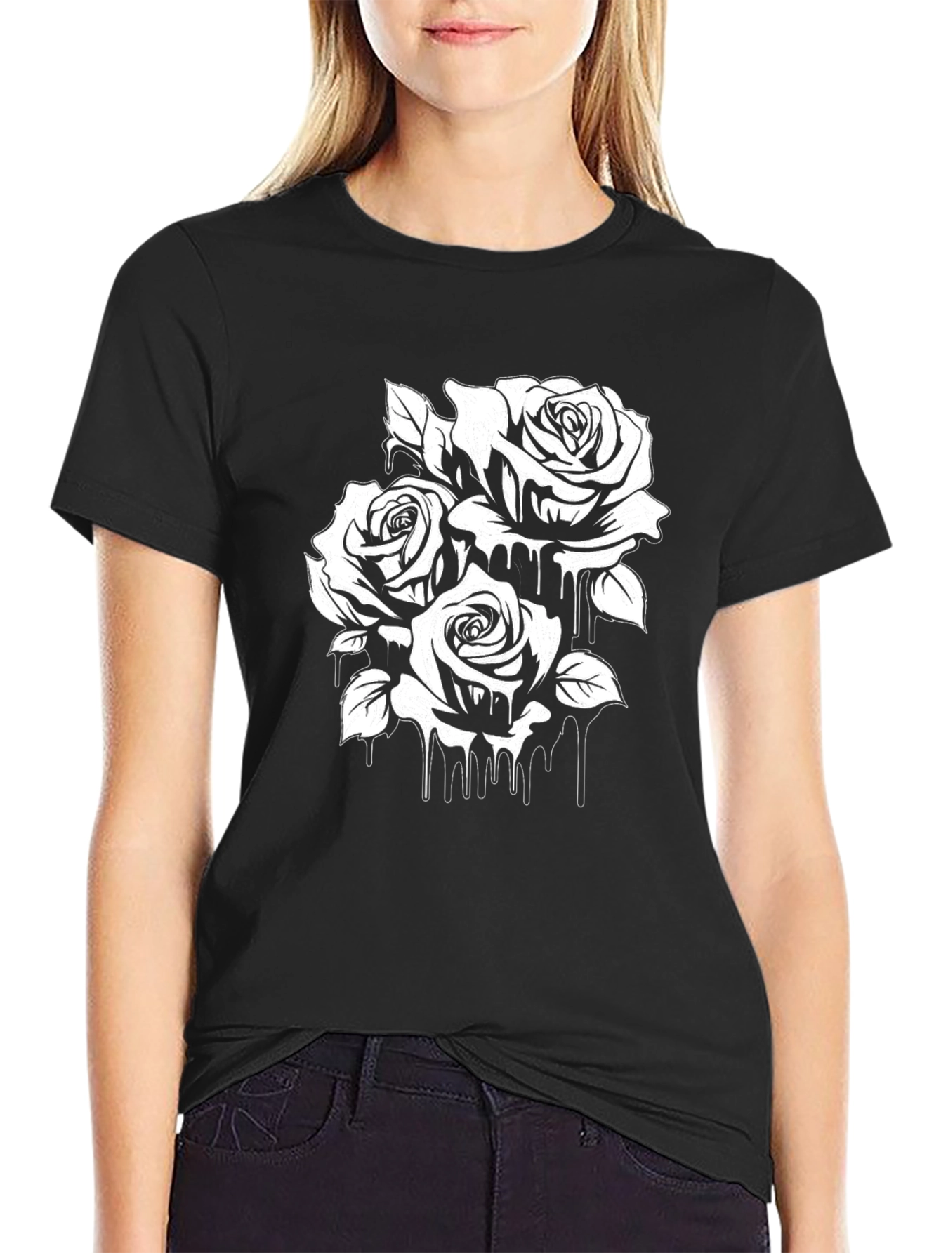 Black Rose Dripping Graphic Tee
