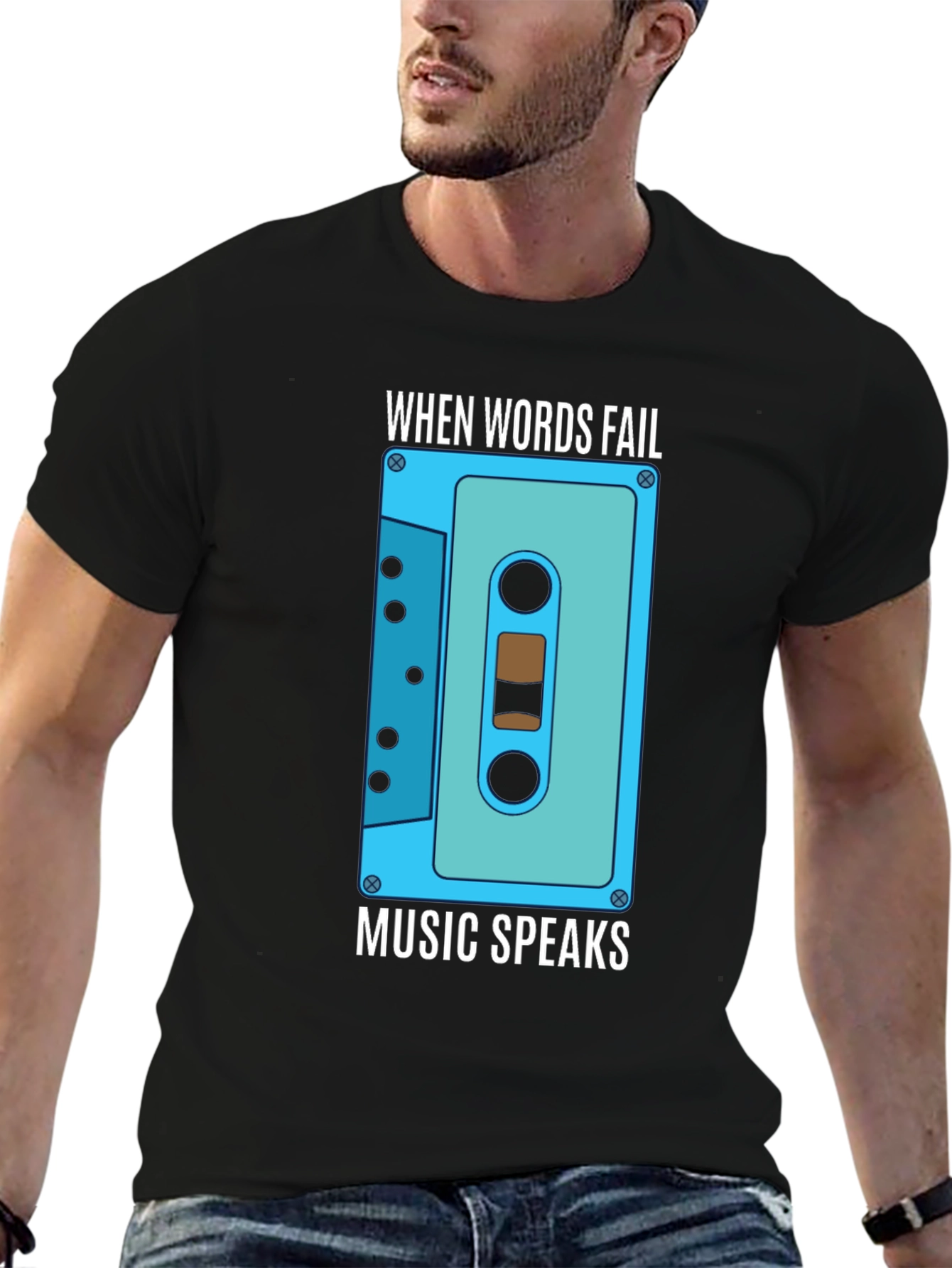 Music Speaks Graphic Tee - Cassette Design