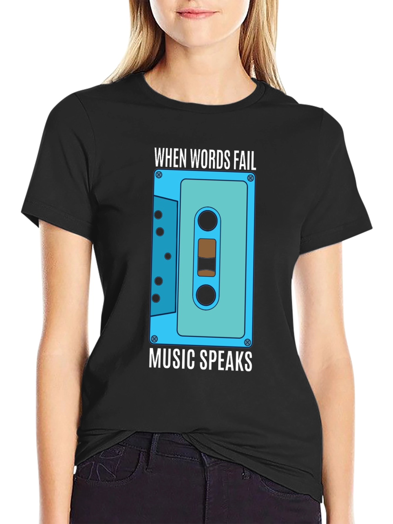 Music Speaks Graphic Tee - Cassette Design