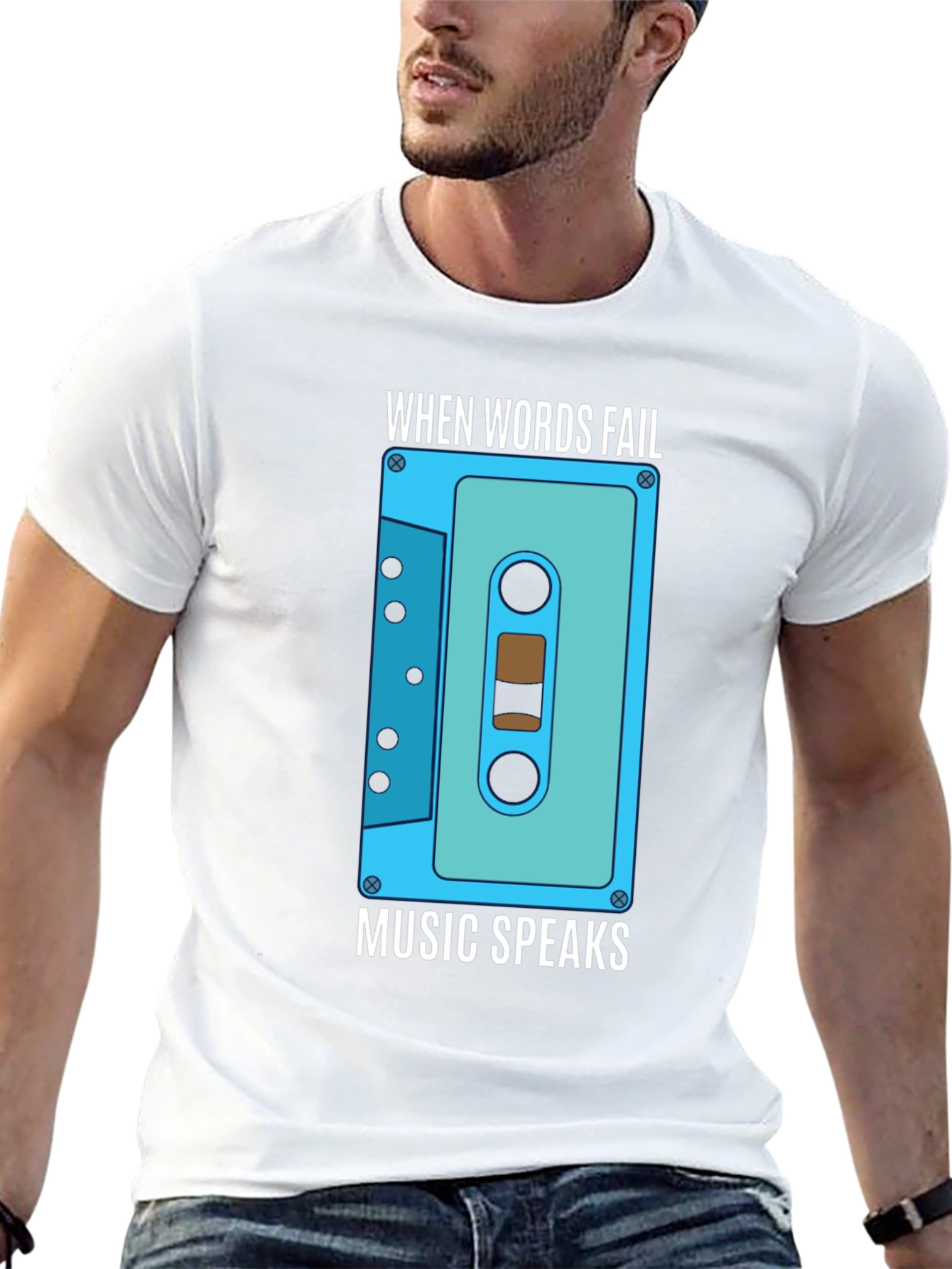 Music Speaks Graphic Tee - Cassette Design