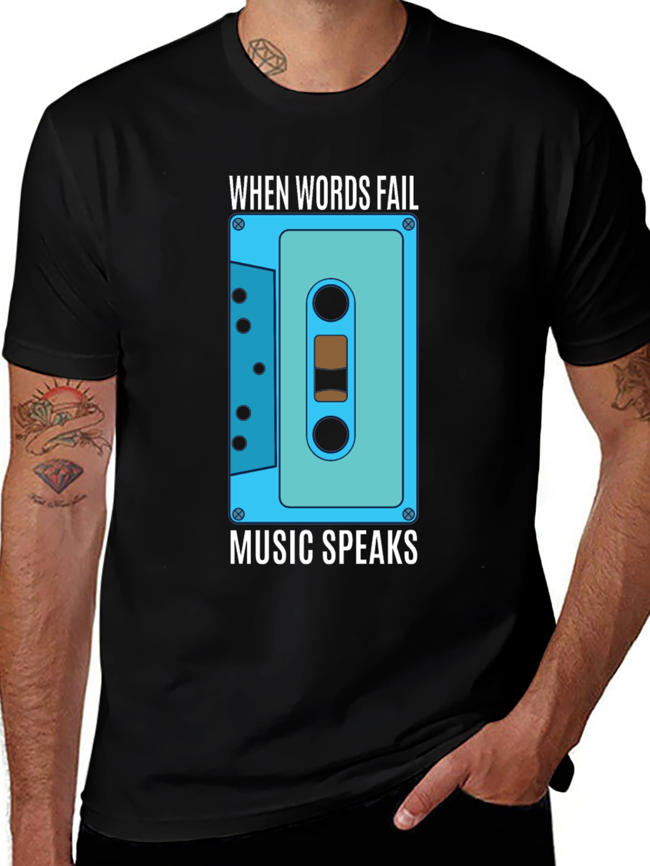 Music Speaks Graphic Tee - Cassette Design