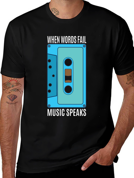Music Speaks Graphic Tee - Cassette Design