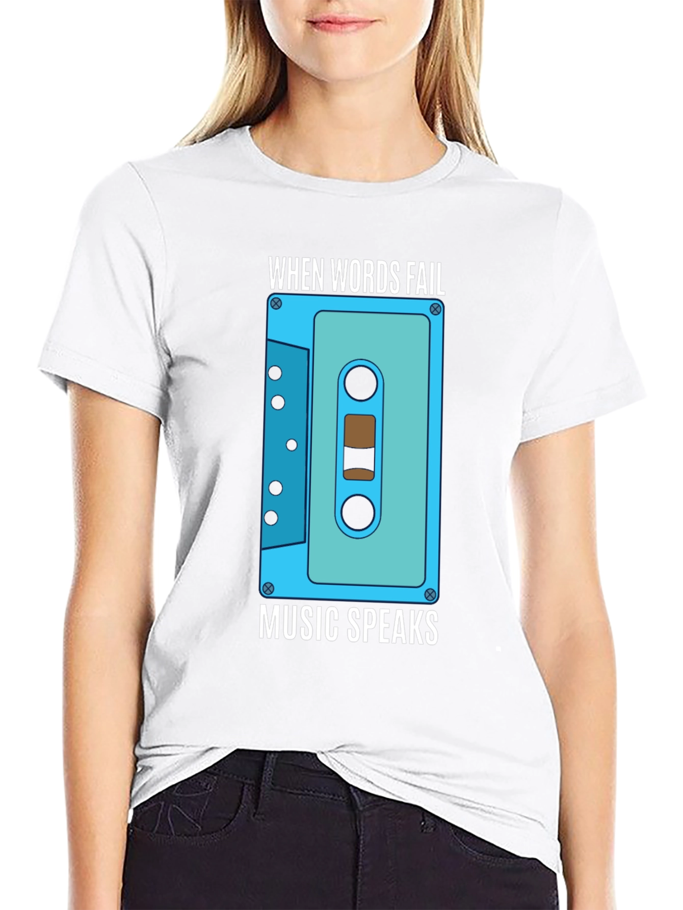 Music Speaks Graphic Tee - Cassette Design
