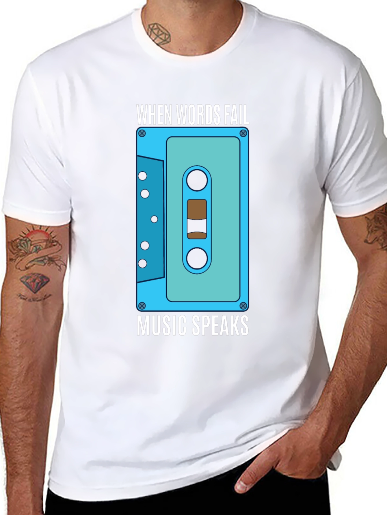 Music Speaks Graphic Tee - Cassette Design