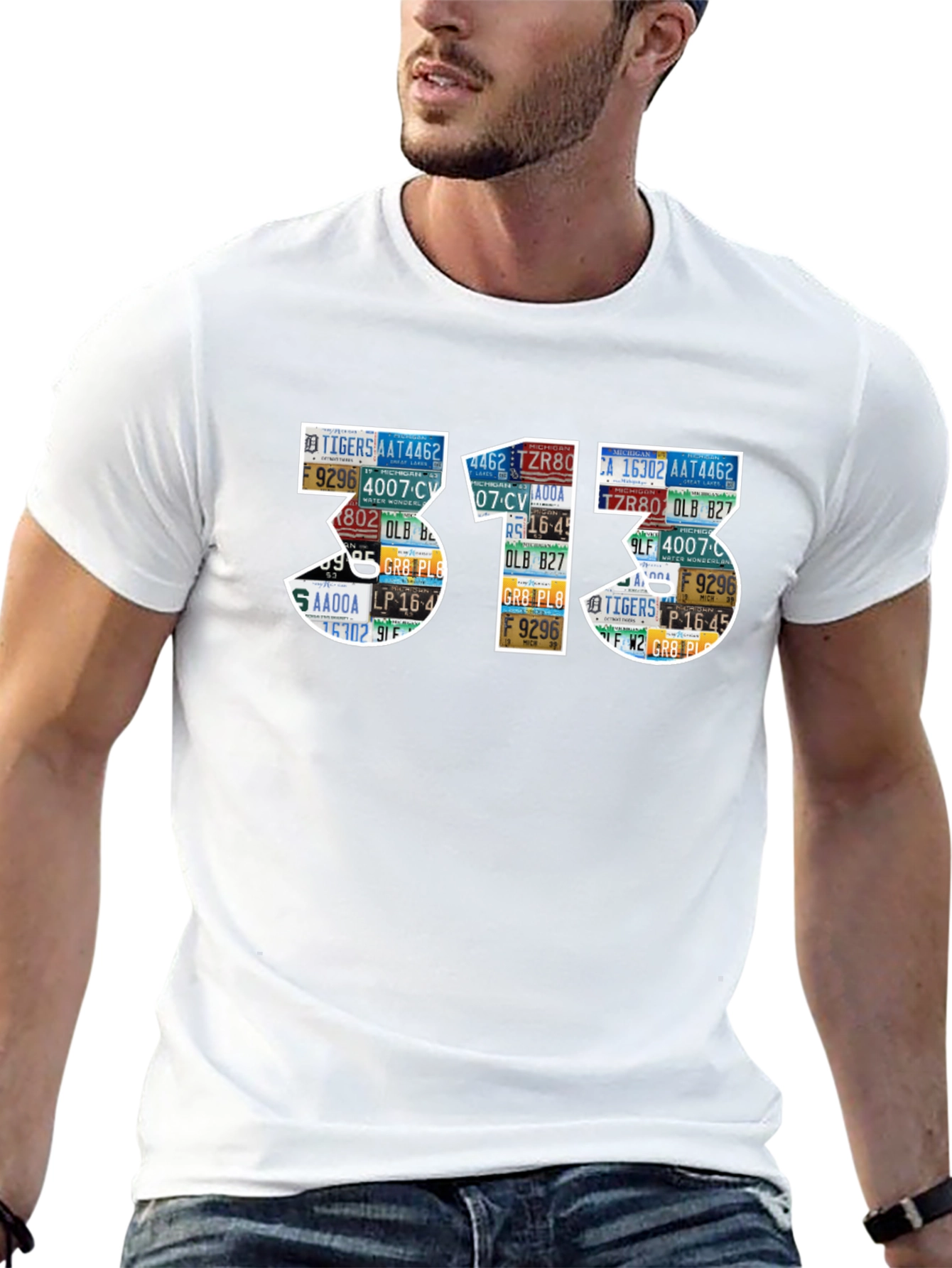 313 License Plate Art Black T-Shirt