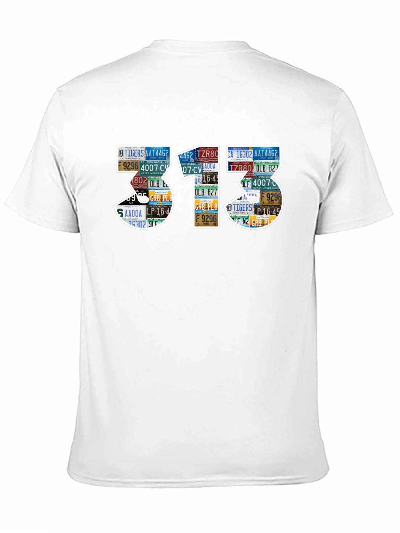 313 License Plate Art Black T-Shirt