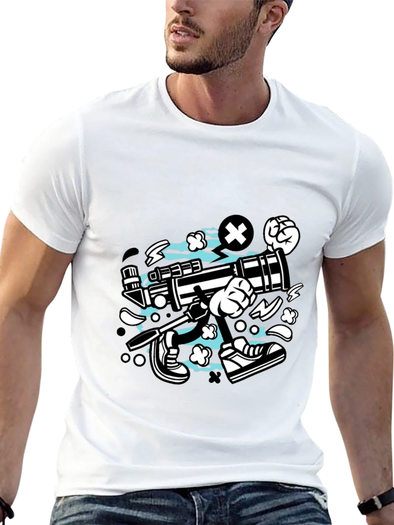 Cartoon Graphic Black T-Shirt