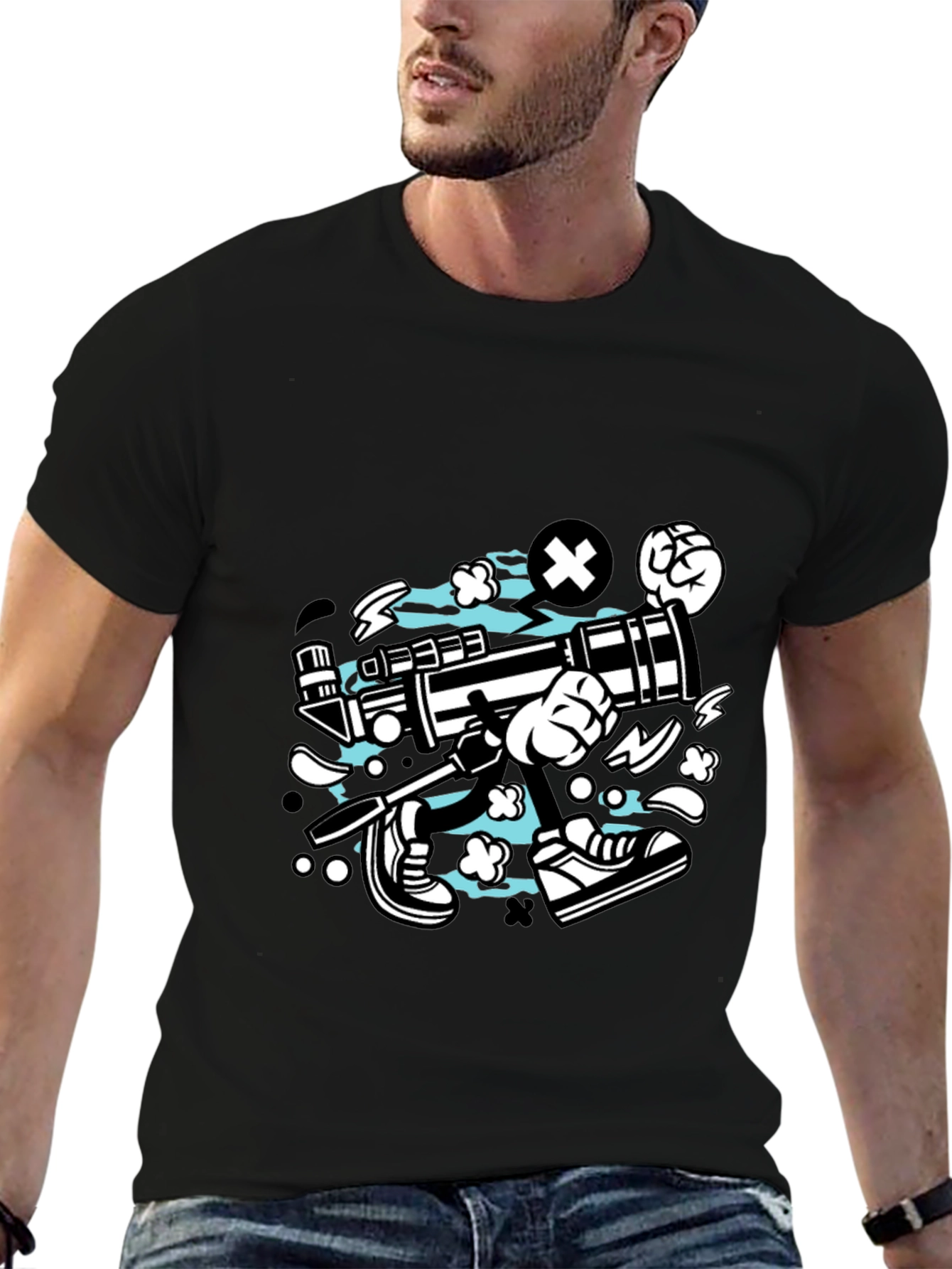 Cartoon Graphic Black T-Shirt
