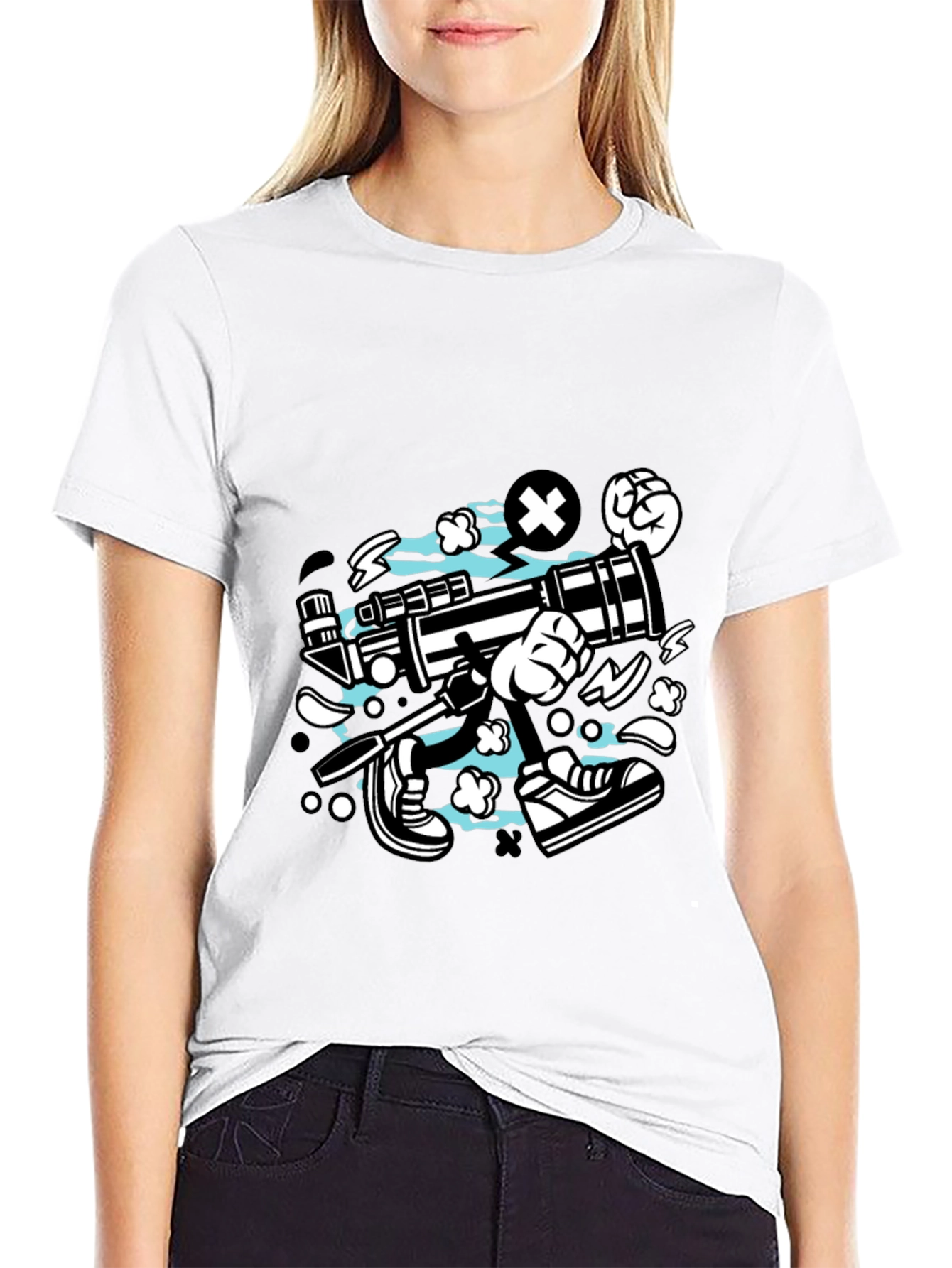 Cartoon Graphic Black T-Shirt
