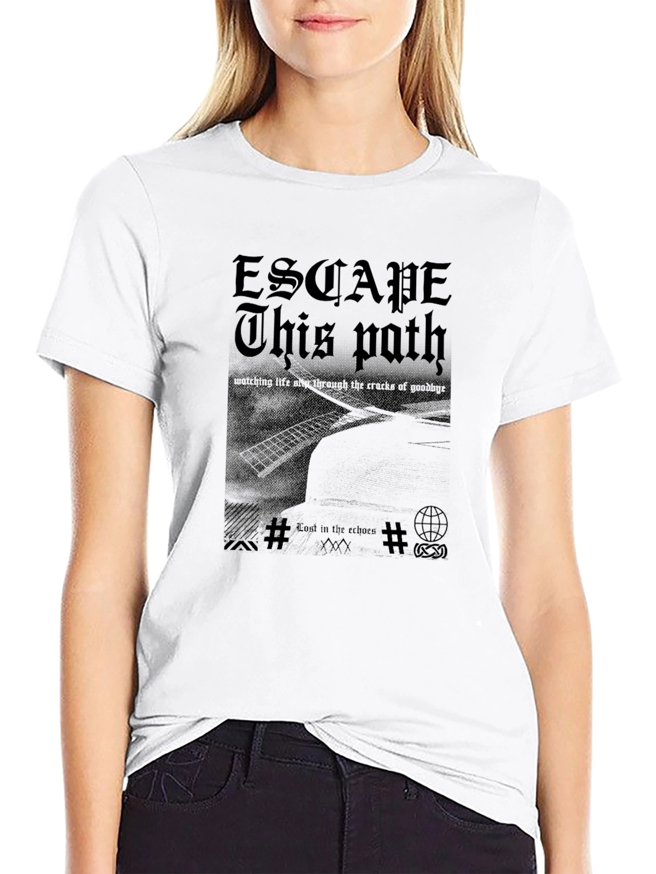 Escape This Path Black Graphic T-Shirt