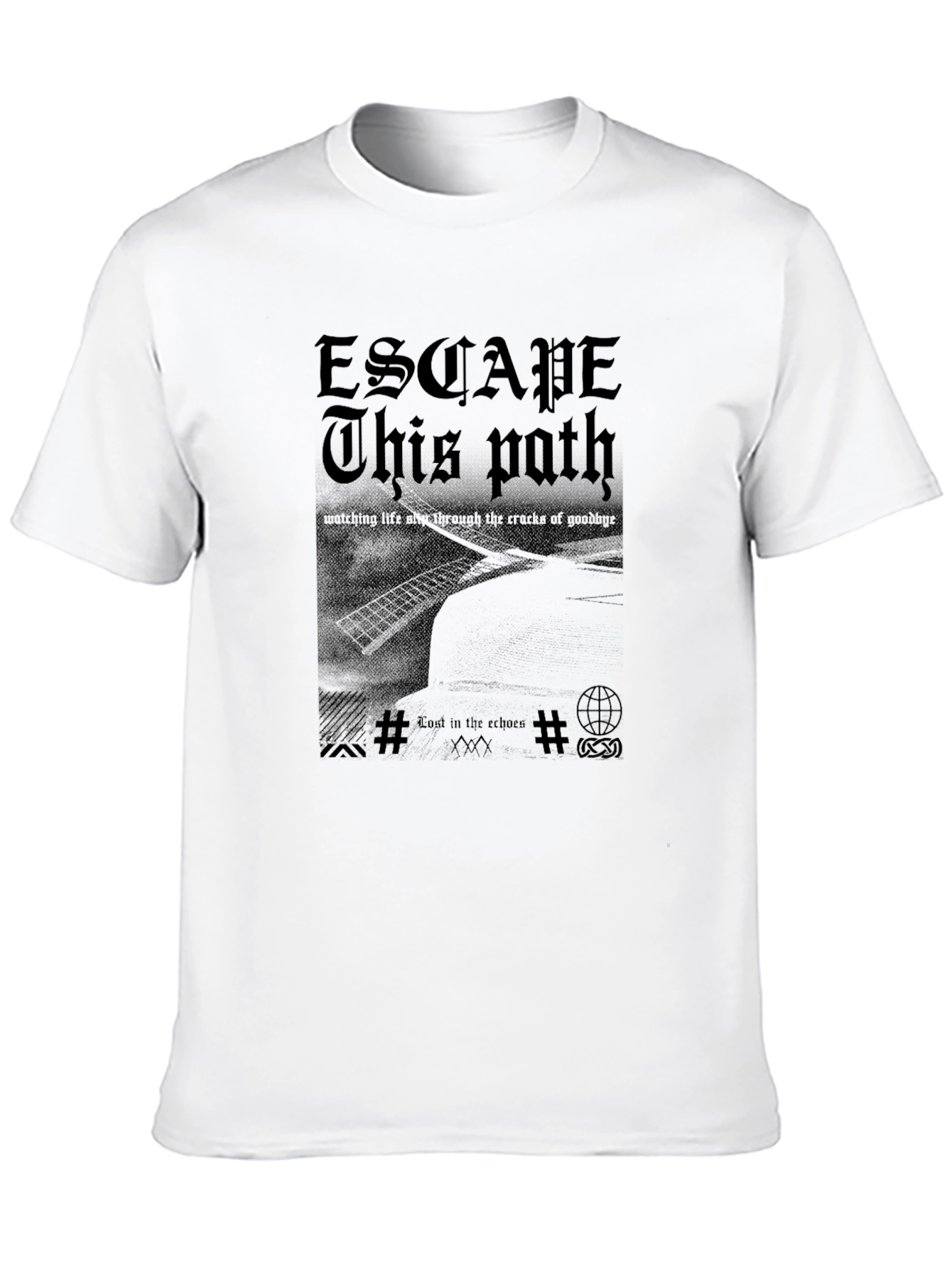 Escape This Path Black Graphic T-Shirt