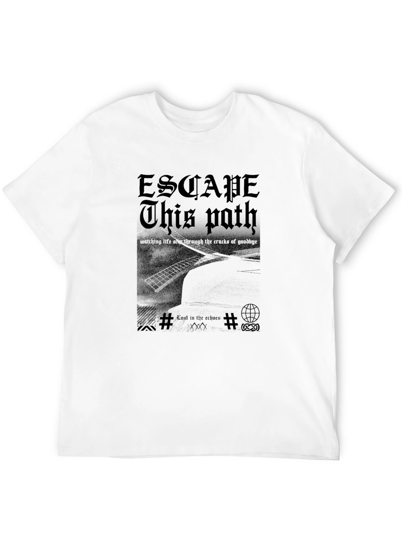 Escape This Path Black Graphic T-Shirt