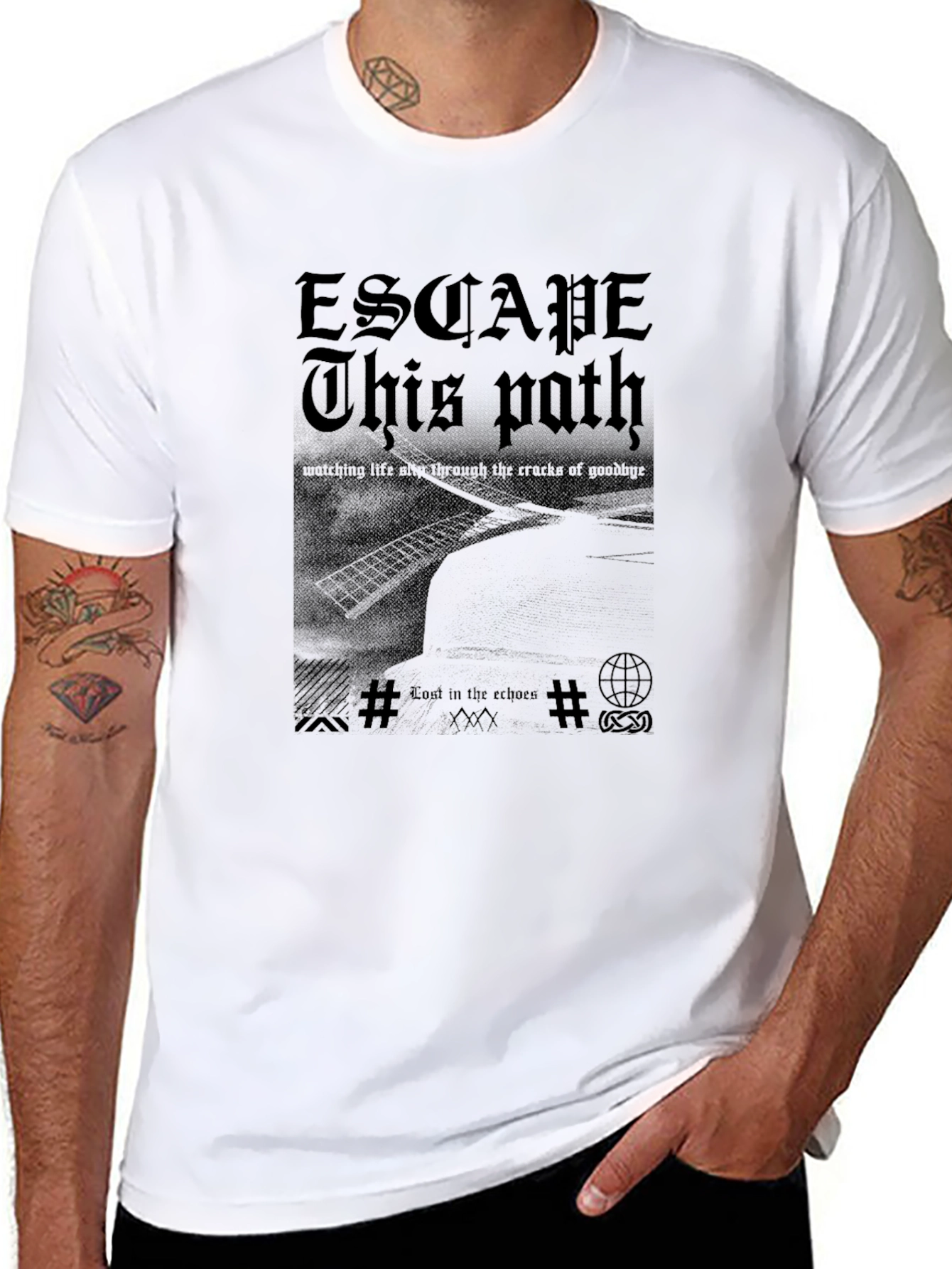 Escape This Path Black Graphic T-Shirt