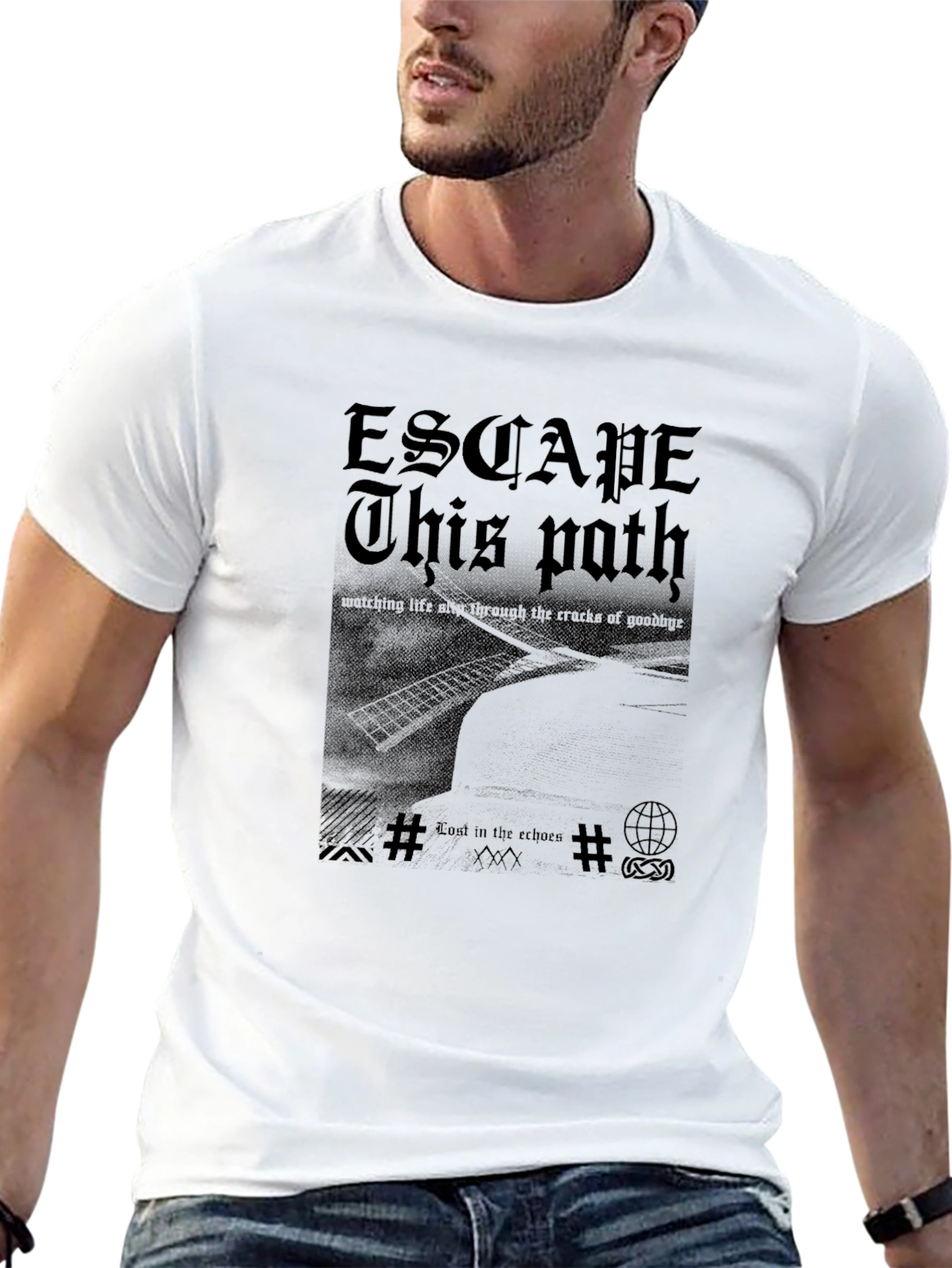 Escape This Path Black Graphic T-Shirt