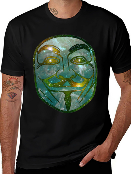 V for Vendetta Galaxy Mask Graphic Tee - Mens Black T-Shirt
